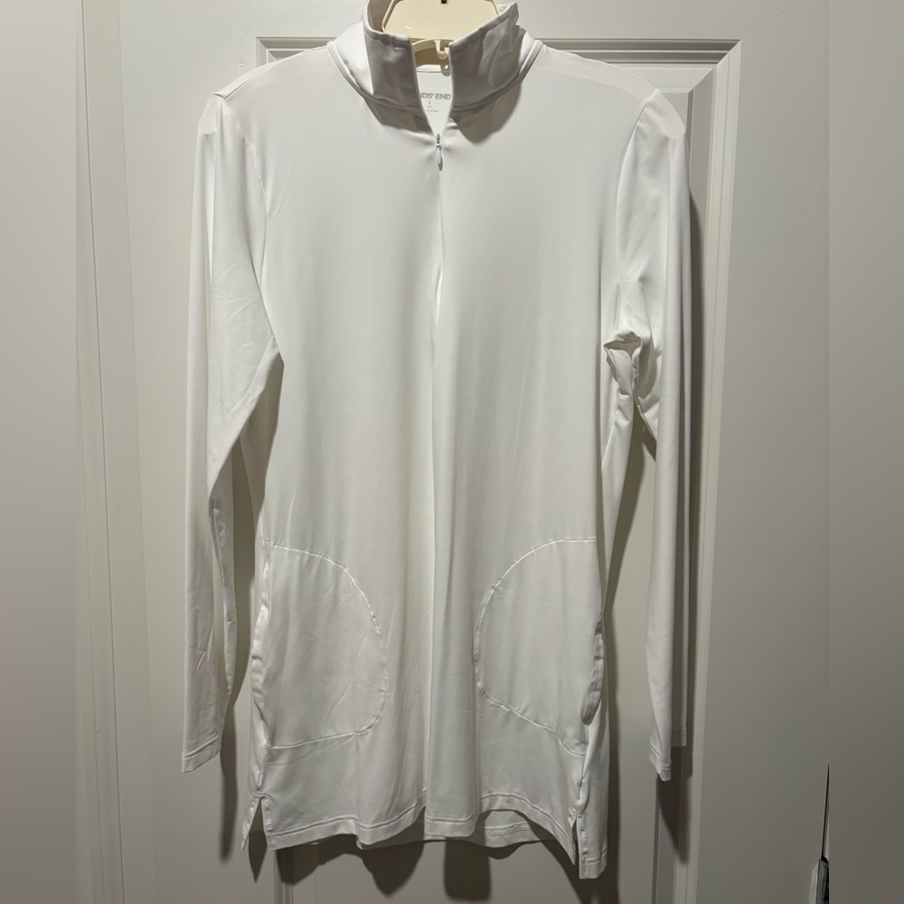 Lands’ End UPF 50 Quarter Zip Tunic Cover-Up NWOT Size M